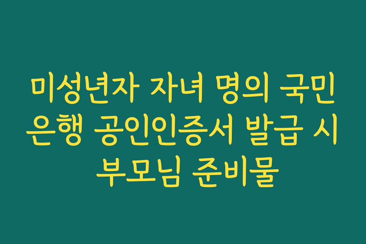 미성년자 자녀 명의 국민은행 공인인증서 발급 시 부모님 준비물