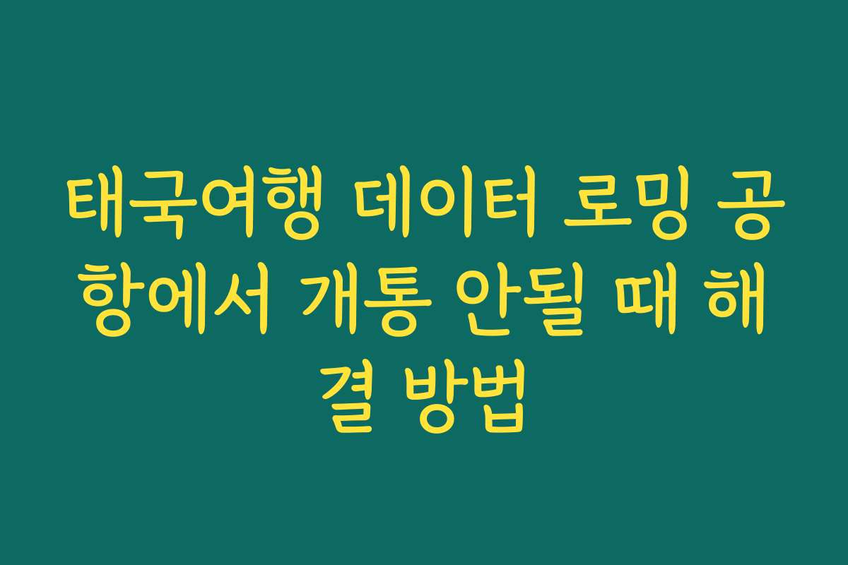 태국여행 데이터 로밍 공항에서 개통 안될 때 해결 방법