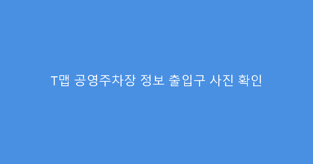 T맵 공영주차장 정보 출입구 사진 확인