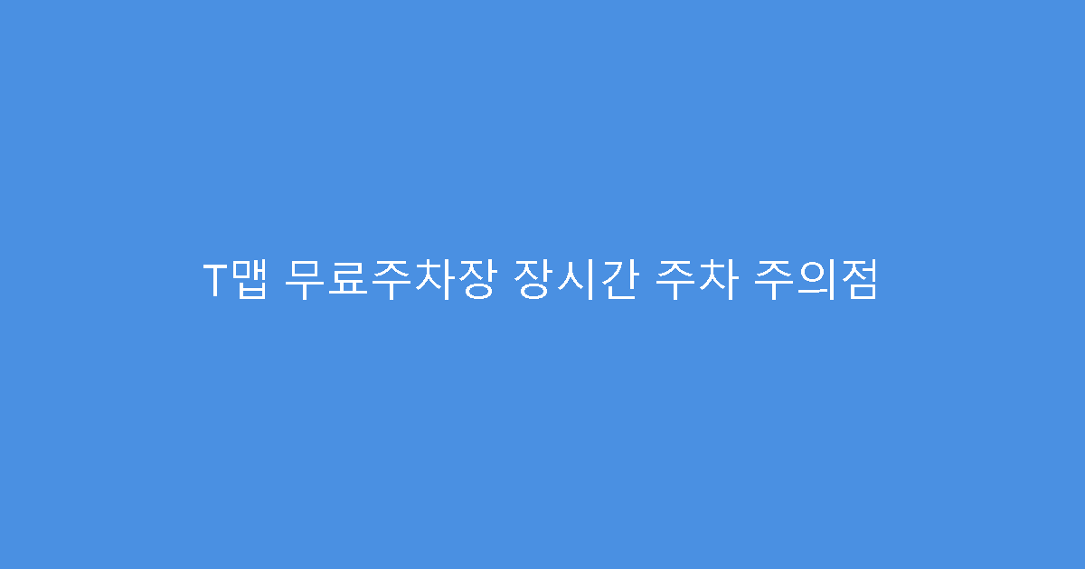 T맵 무료주차장 장시간 주차 주의점