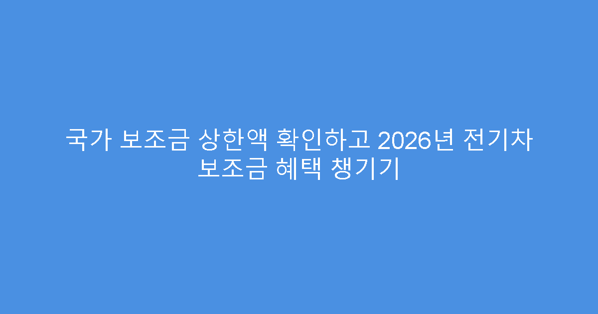 국가 보조금 상한액 확인하고 2026년 전기차 보조금 혜택 챙기기