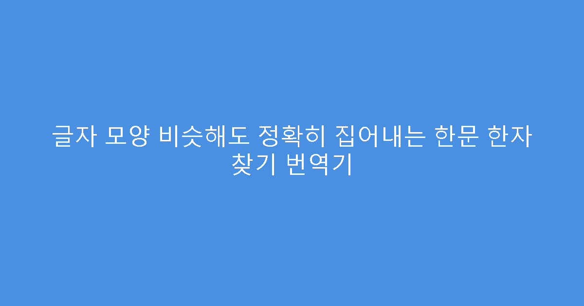글자 모양 비슷해도 정확히 집어내는 한문 한자 찾기 번역기