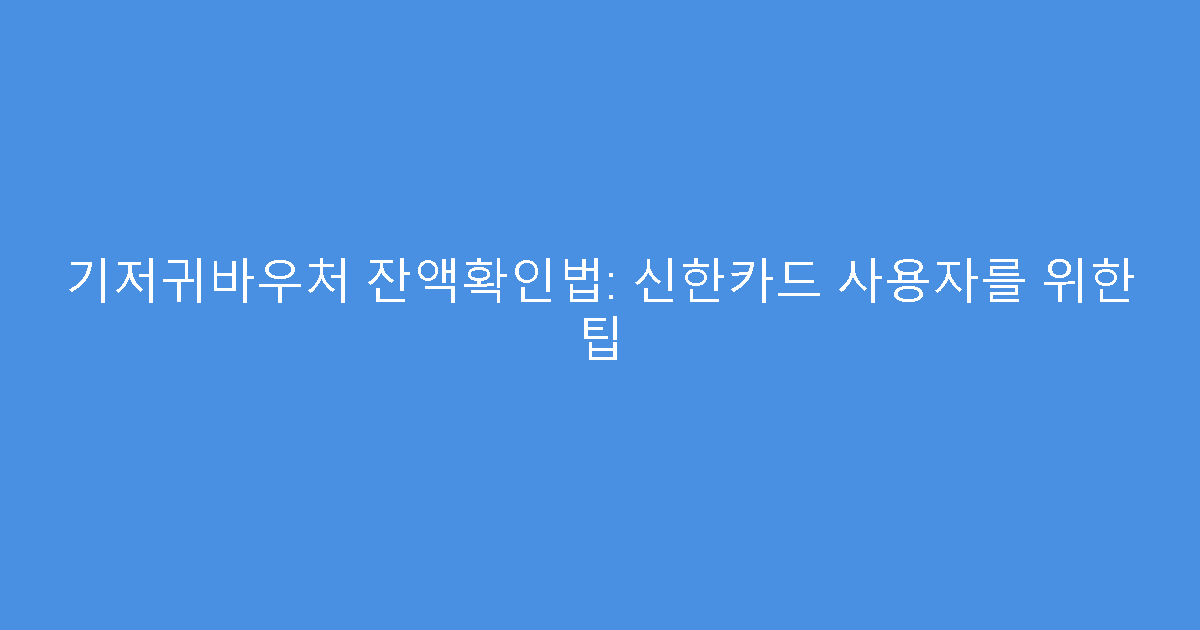기저귀바우처 잔액확인법: 신한카드 사용자를 위한 팁