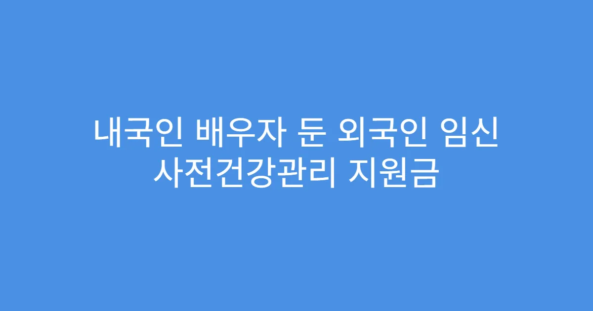 내국인 배우자 둔 외국인 임신 사전건강관리 지원금