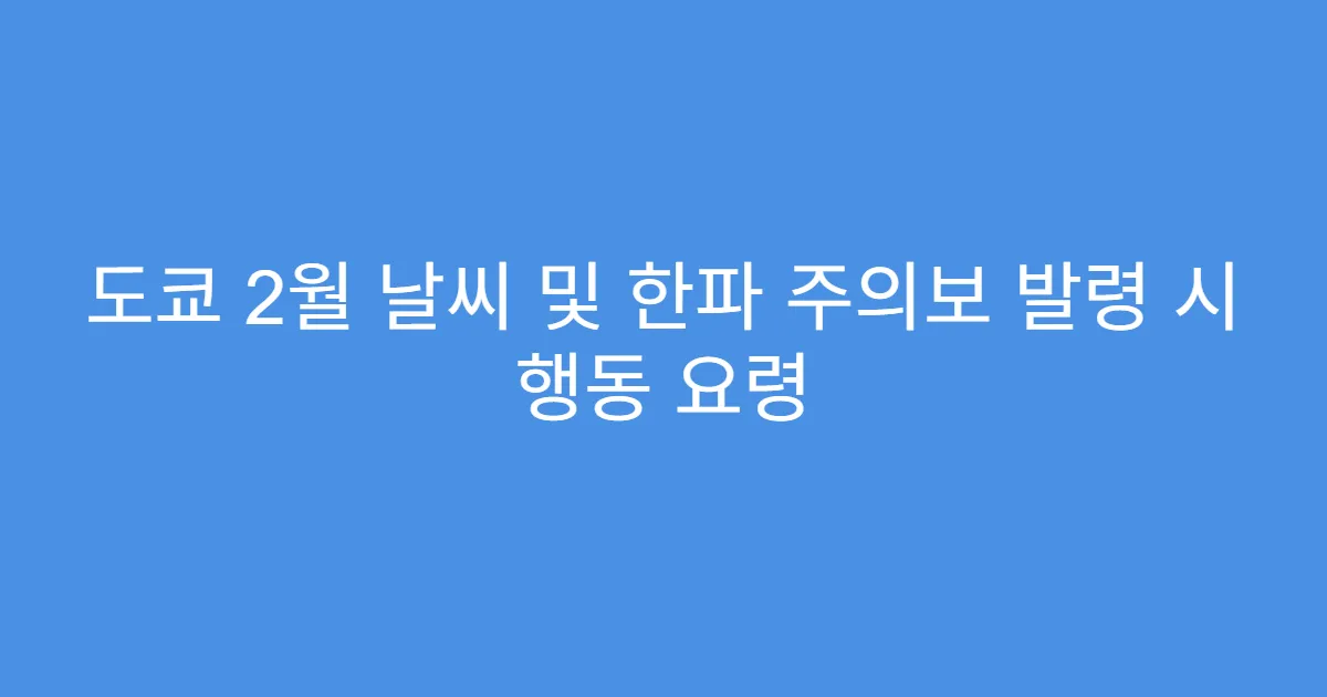 도쿄 2월 날씨 및 한파 주의보 발령 시 행동 요령