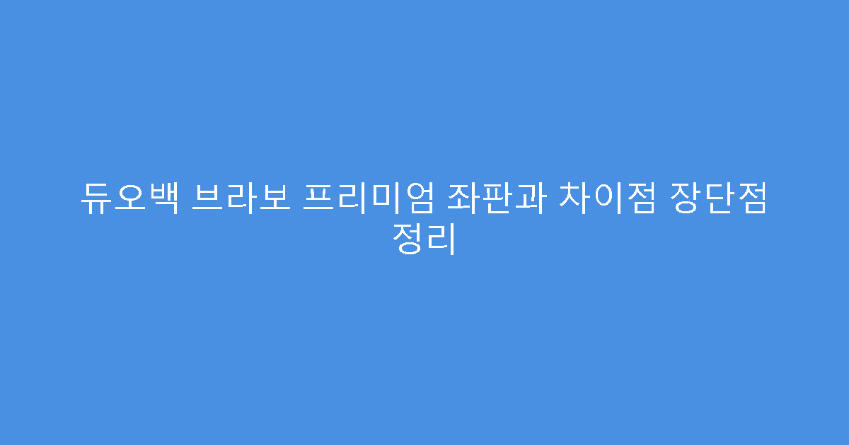 듀오백 브라보 프리미엄 좌판과 차이점 장단점 정리