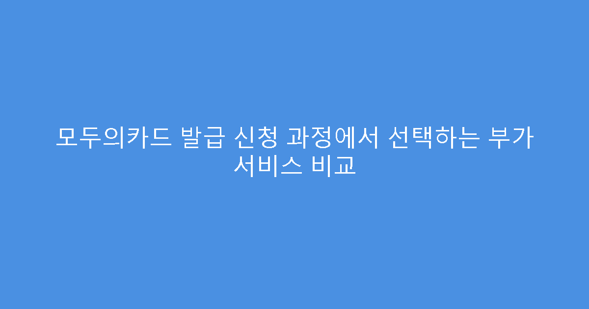 모두의카드 발급 신청 과정에서 선택하는 부가 서비스 비교