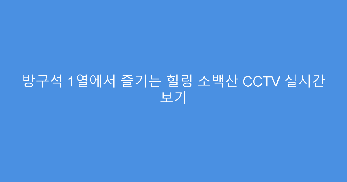 방구석 1열에서 즐기는 힐링 소백산 CCTV 실시간 보기