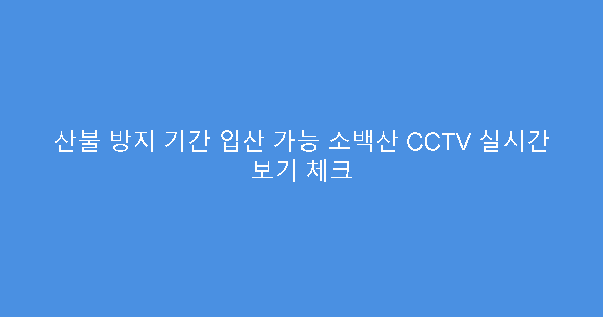 산불 방지 기간 입산 가능 소백산 CCTV 실시간 보기 체크