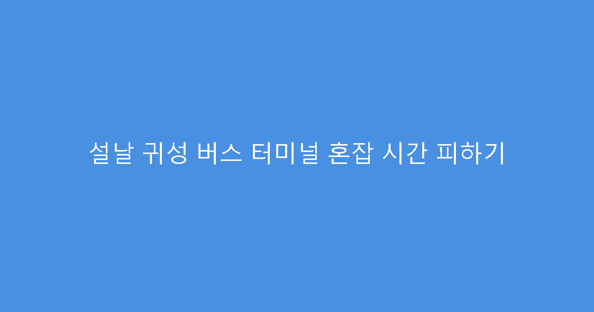설날 귀성 버스 터미널 혼잡 시간 피하기