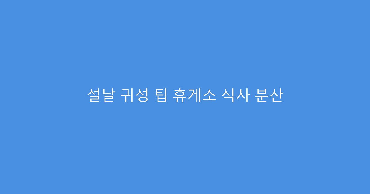 설날 귀성 팁 휴게소 식사 분산