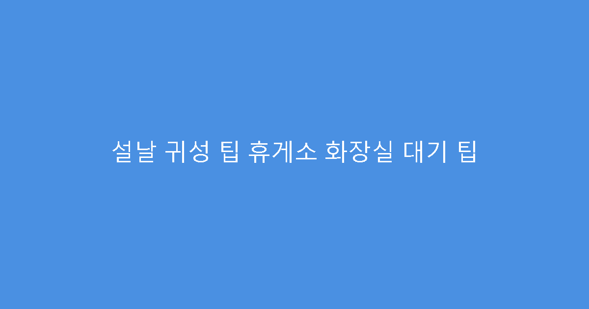 설날 귀성 팁 휴게소 화장실 대기 팁