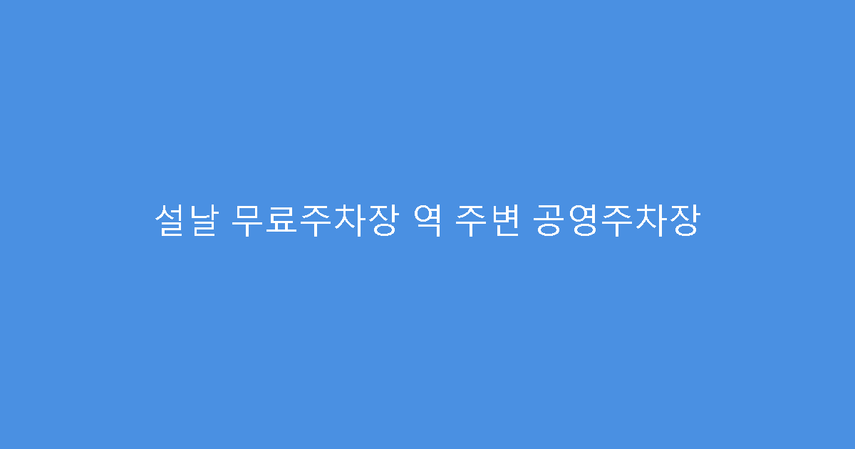 설날 무료주차장 역 주변 공영주차장