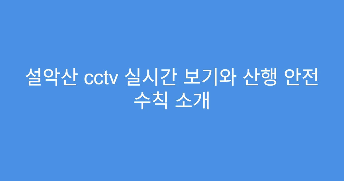 설악산 cctv 실시간 보기와 산행 안전 수칙 소개