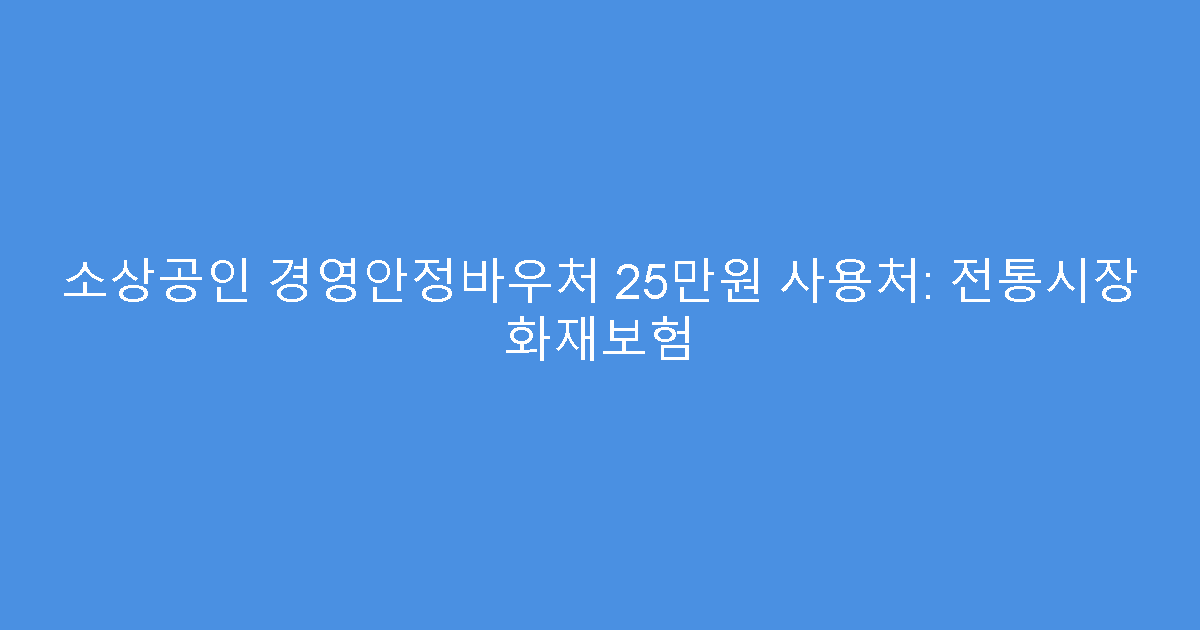 소상공인 경영안정바우처 25만원 사용처: 전통시장 화재보험
