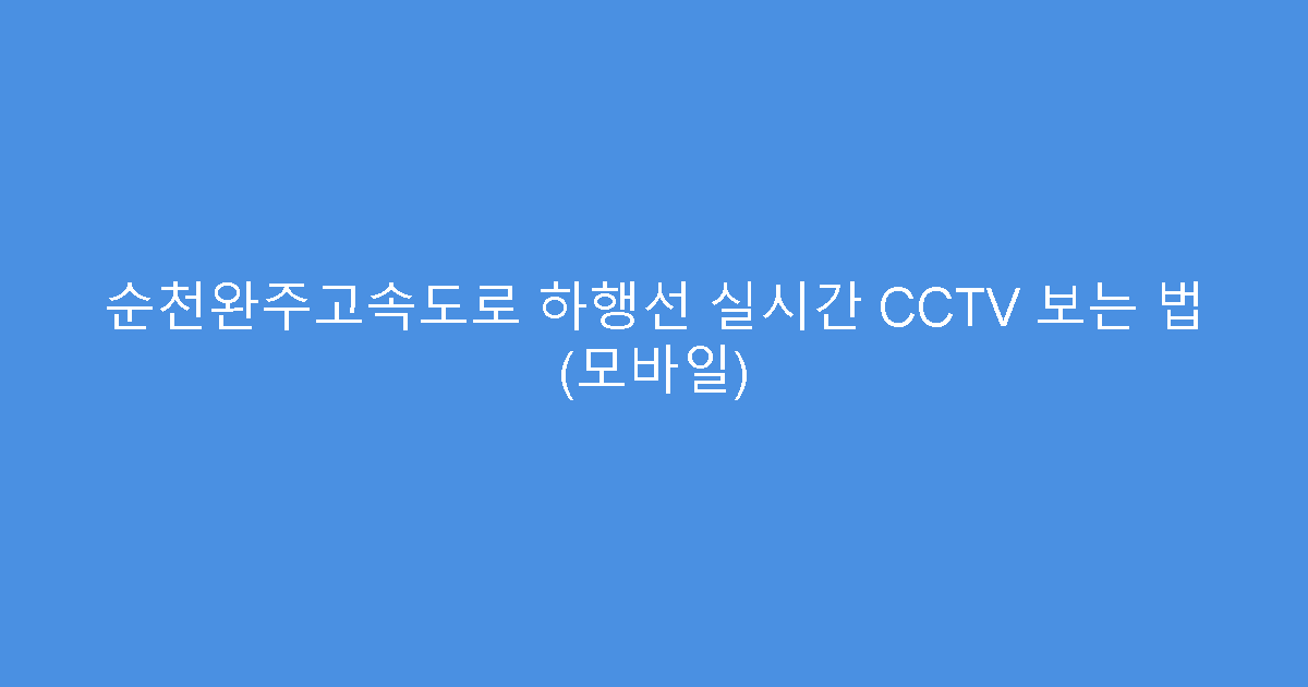 순천완주고속도로 하행선 실시간 CCTV 보는 법 (모바일)