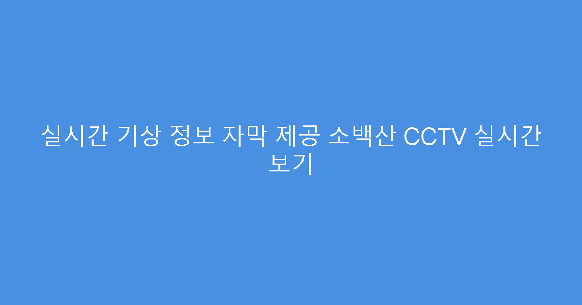 실시간 기상 정보 자막 제공 소백산 CCTV 실시간 보기