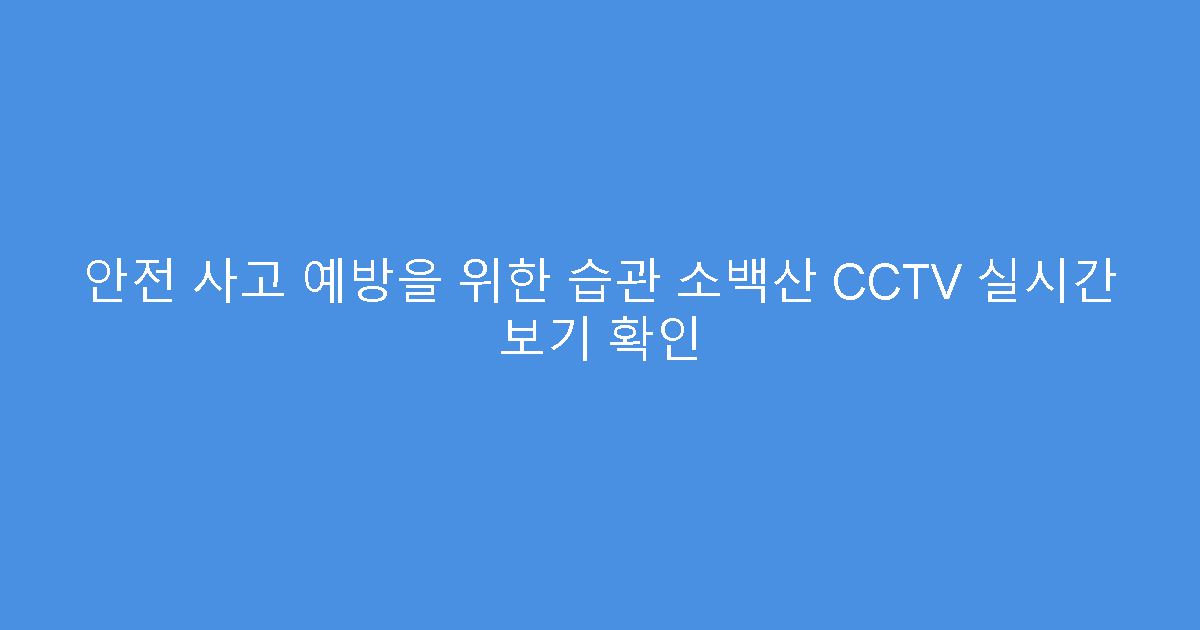 안전 사고 예방을 위한 습관 소백산 CCTV 실시간 보기 확인