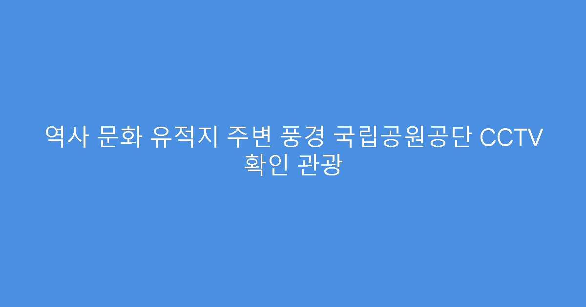 역사 문화 유적지 주변 풍경 국립공원공단 CCTV 확인 관광
