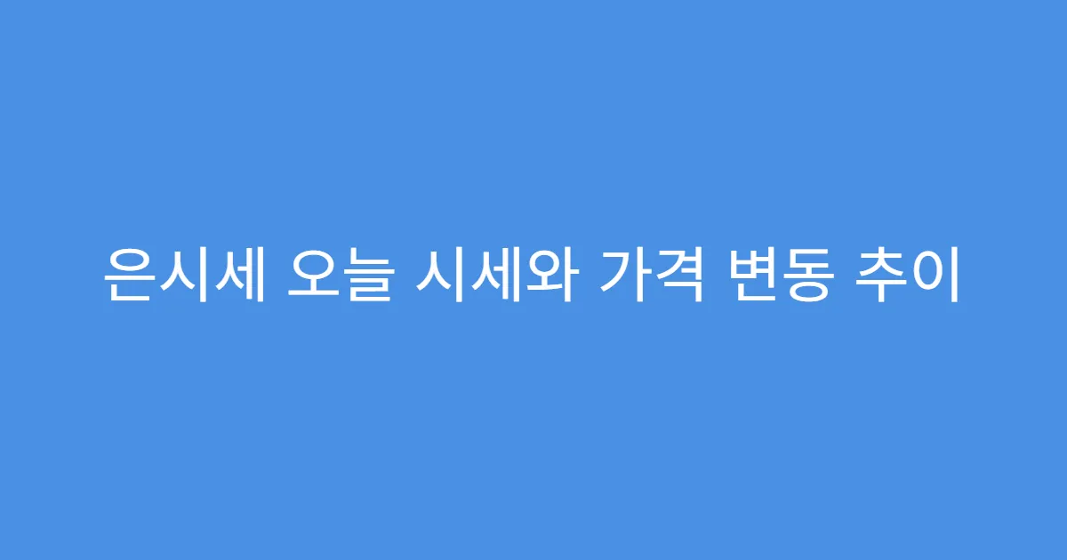 은시세 오늘 시세와 가격 변동 추이
