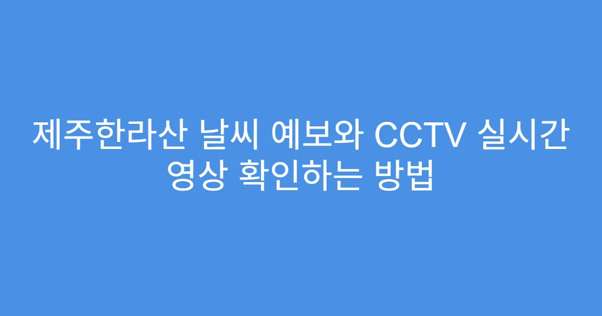 제주한라산 날씨 예보와 CCTV 실시간 영상 확인하는 방법