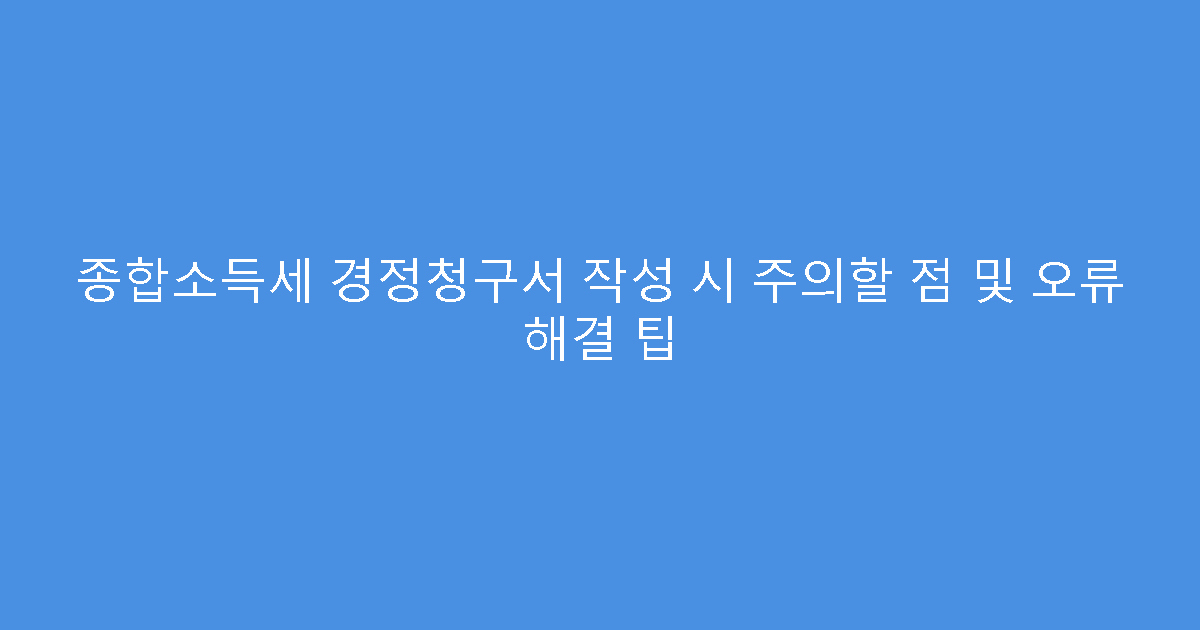 종합소득세 경정청구서 작성 시 주의할 점 및 오류 해결 팁