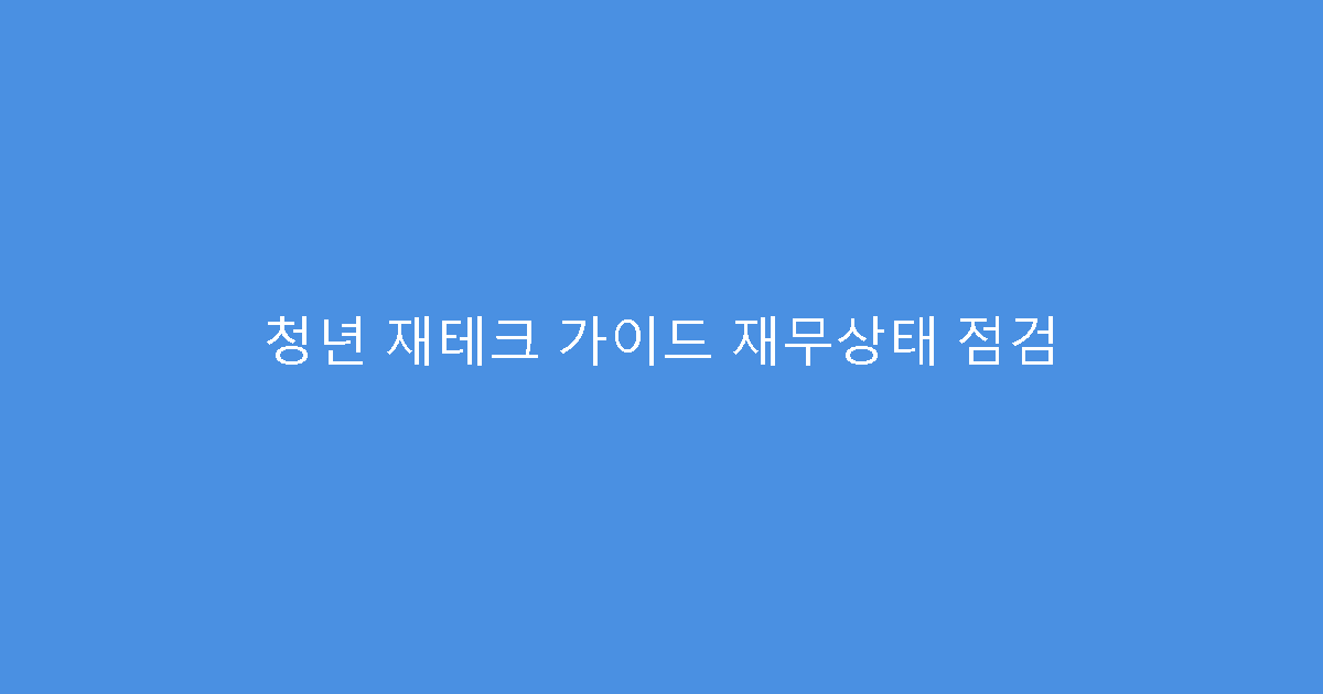 청년 재테크 가이드 재무상태 점검