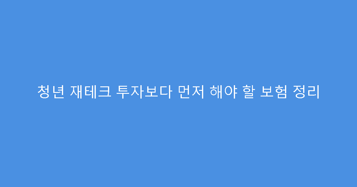 청년 재테크 투자보다 먼저 해야 할 보험 정리