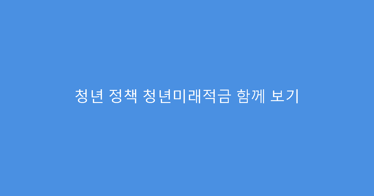 청년 정책 청년미래적금 함께 보기
