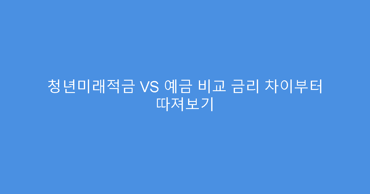 청년미래적금 VS 예금 비교 금리 차이부터 따져보기