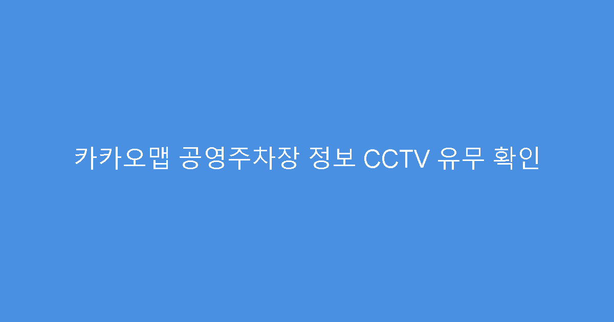 카카오맵 공영주차장 정보 CCTV 유무 확인