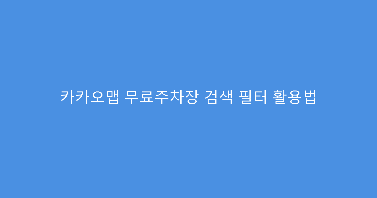 카카오맵 무료주차장 검색 필터 활용법