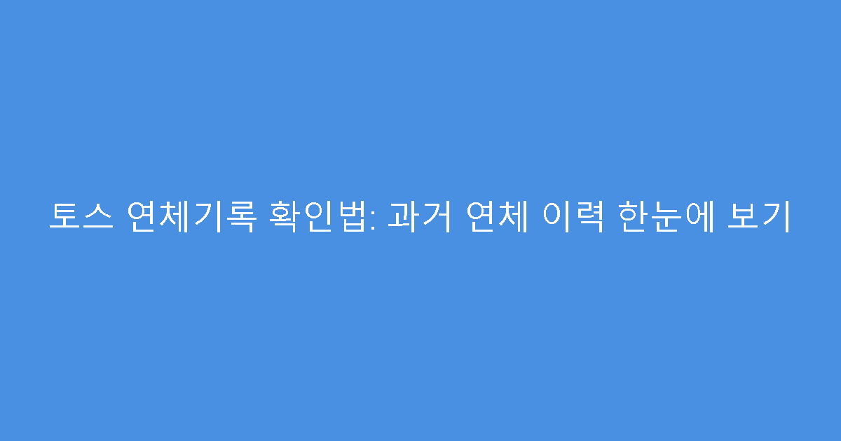 토스 연체기록 확인법: 과거 연체 이력 한눈에 보기