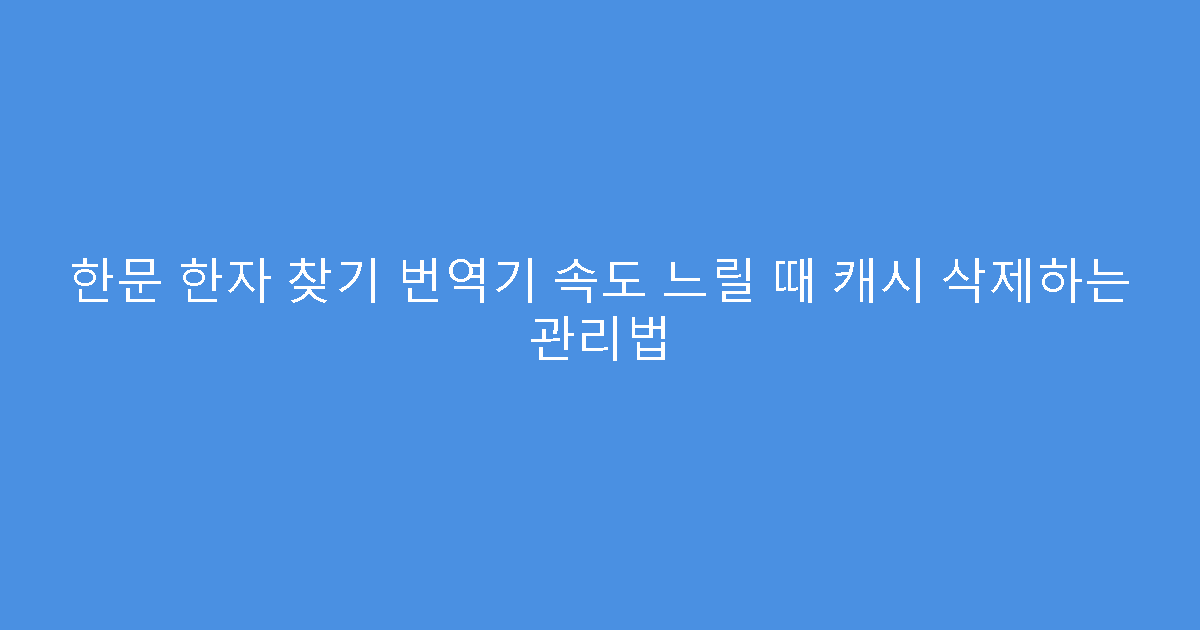 한문 한자 찾기 번역기 속도 느릴 때 캐시 삭제하는 관리법