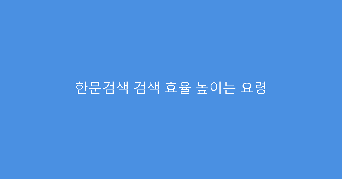 한문검색 검색 효율 높이는 요령