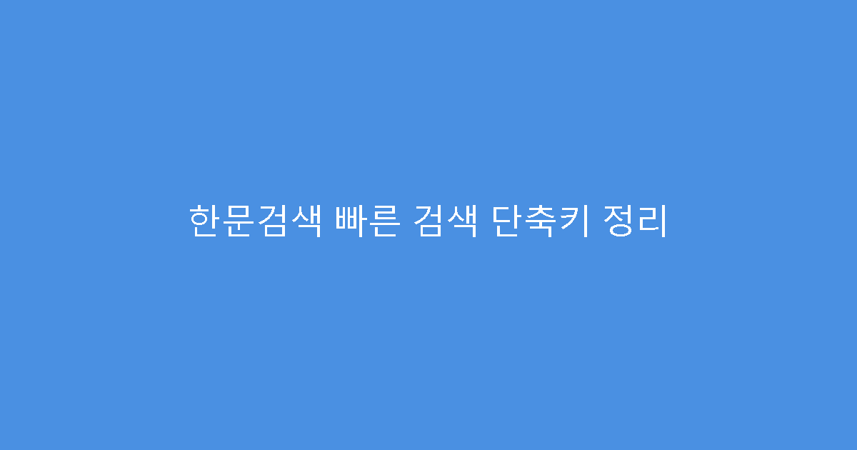 한문검색 빠른 검색 단축키 정리