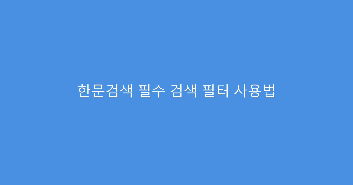 한문검색 필수 검색 필터 사용법