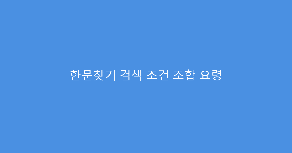 한문찾기 검색 조건 조합 요령
