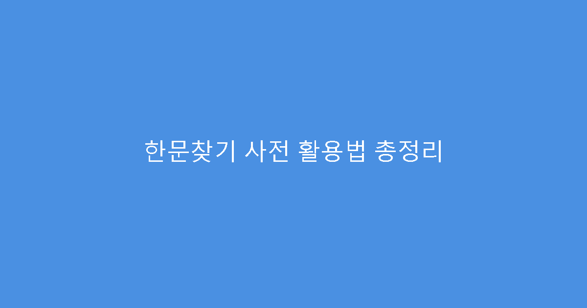 한문찾기 사전 활용법 총정리