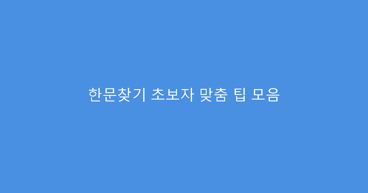 한문찾기 초보자 맞춤 팁 모음