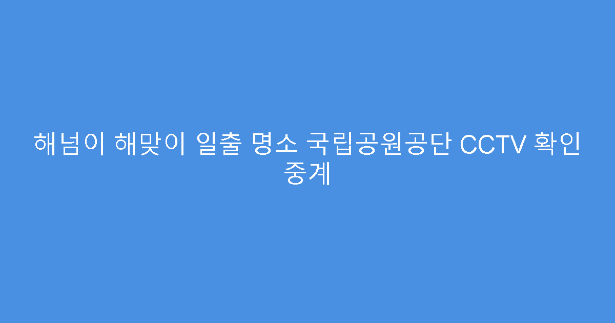 해넘이 해맞이 일출 명소 국립공원공단 CCTV 확인 중계