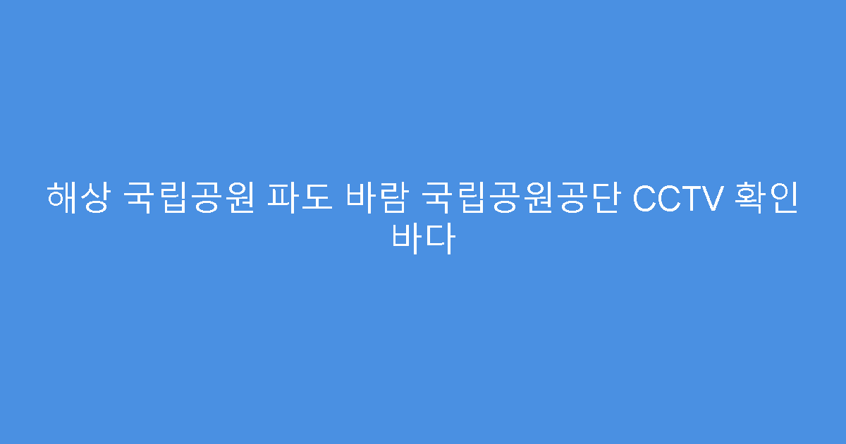 해상 국립공원 파도 바람 국립공원공단 CCTV 확인 바다