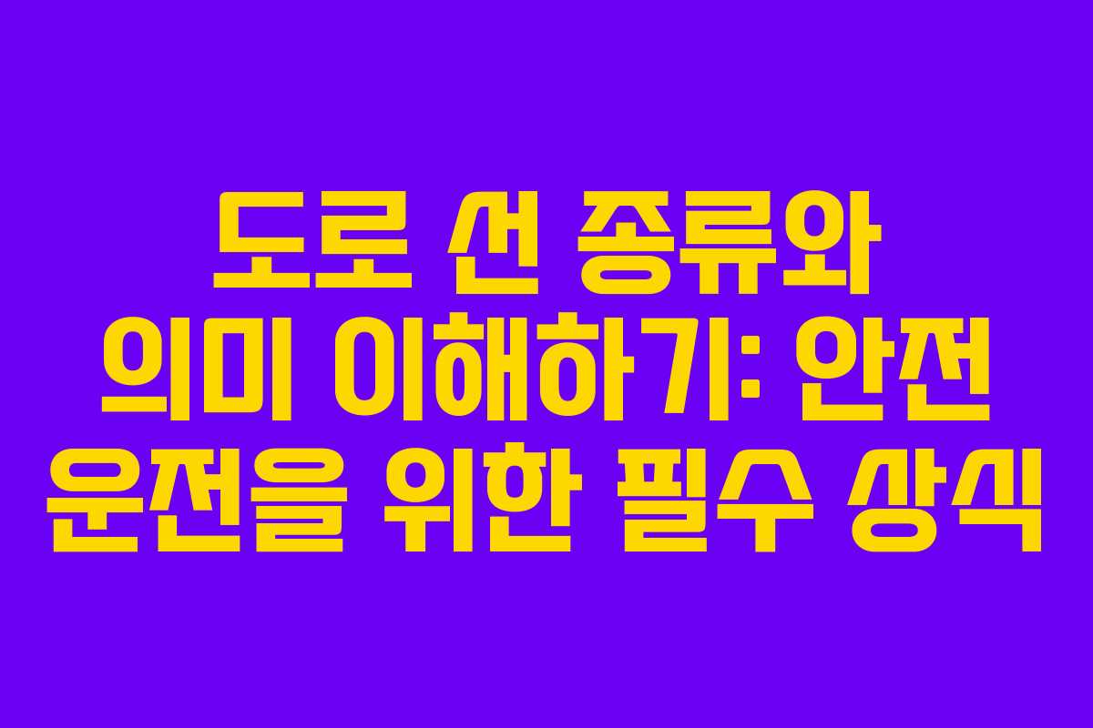 도로 선 종류와 의미 이해하기: 안전 운전을 위한 필수 상식