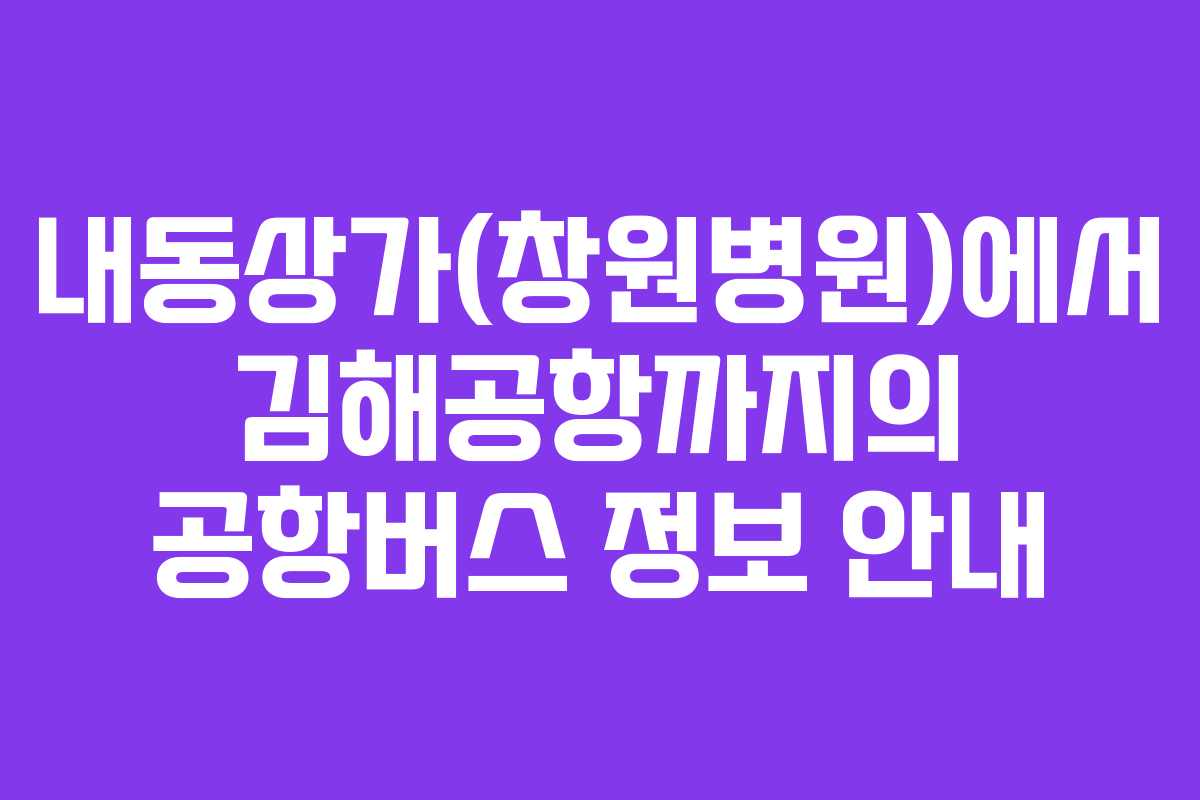 내동상가(창원병원)에서 김해공항까지의 공항버스 정보 안내