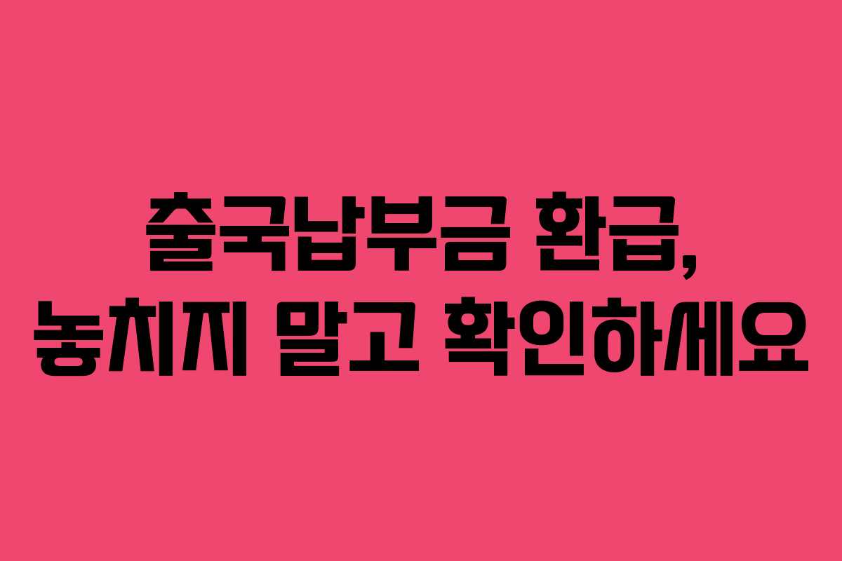 출국납부금 환급, 놓치지 말고 확인하세요