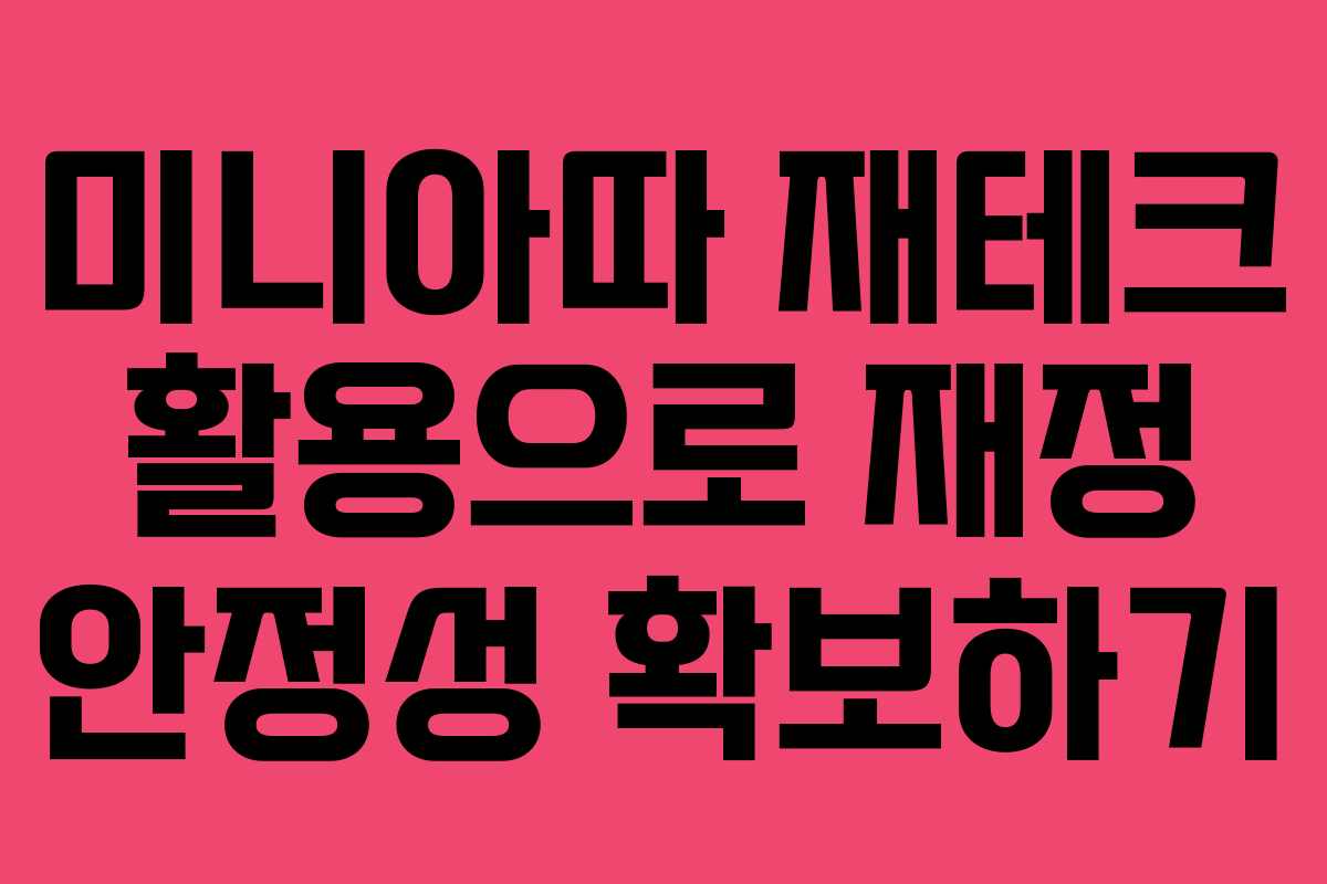 미니아따 재테크 활용으로 재정 안정성 확보하기