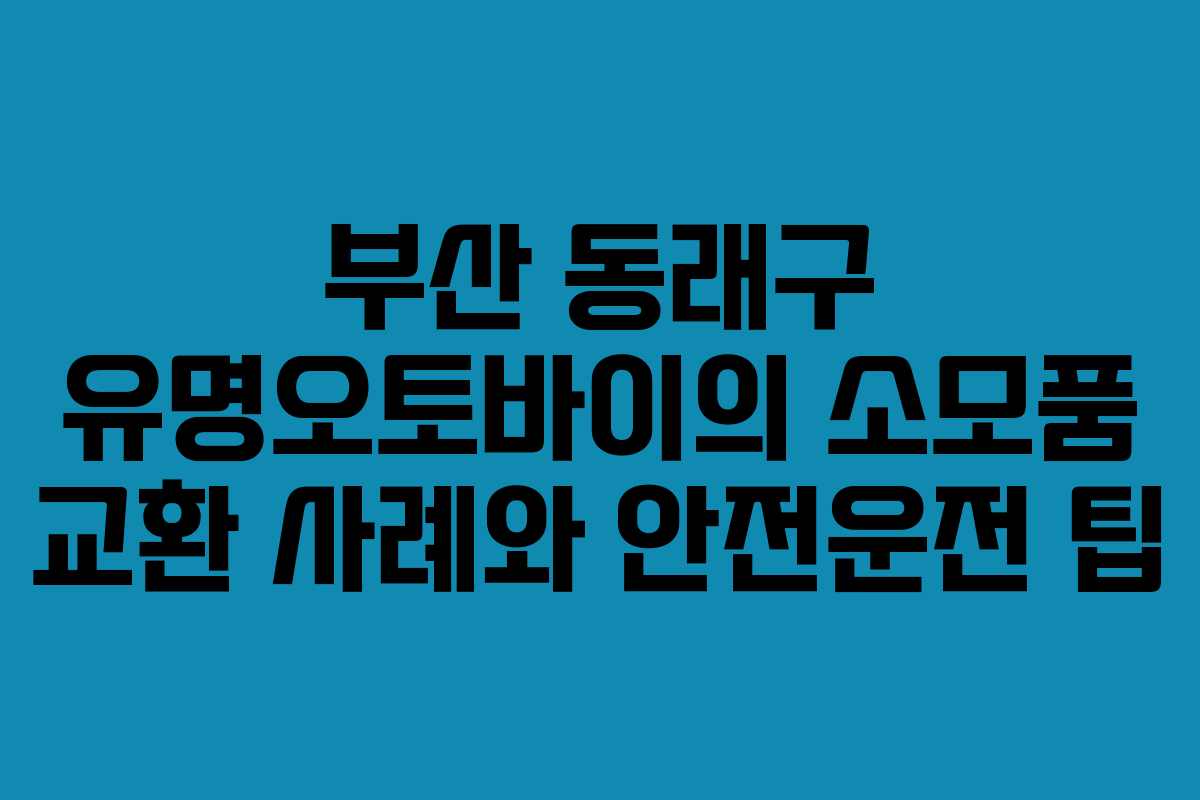 부산 동래구 유명오토바이의 소모품 교환 사례와 안전운전 팁