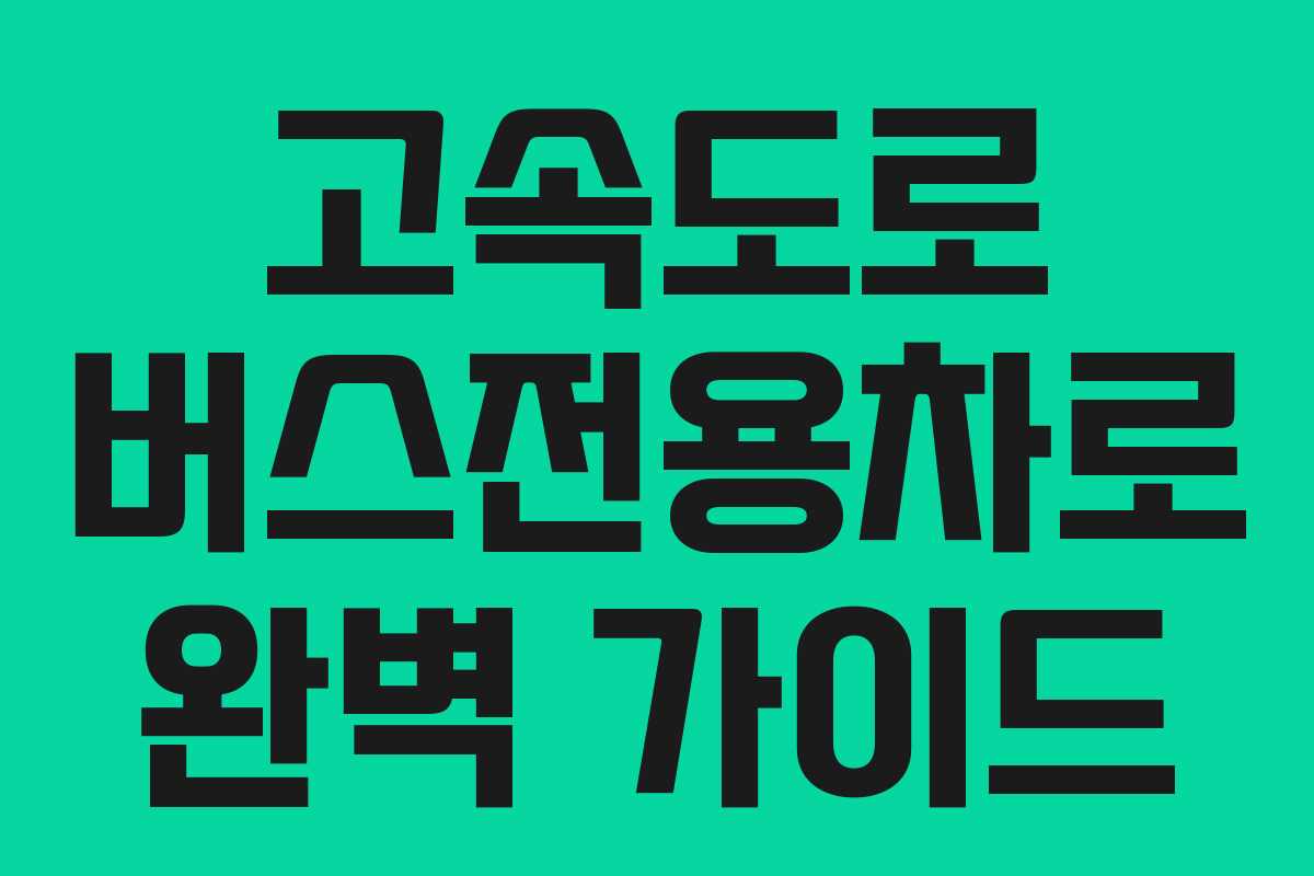 고속도로 버스전용차로 완벽 가이드