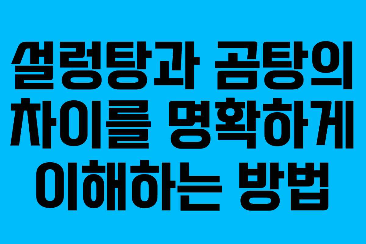 설렁탕과 곰탕의 차이를 명확하게 이해하는 방법