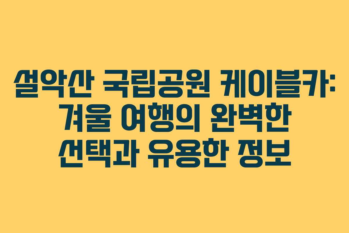 설악산 국립공원 케이블카: 겨울 여행의 완벽한 선택과 유용한 정보